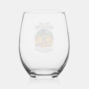 Human Costume Labrador Retriever Halloween Witch H Stemless Wine Glass