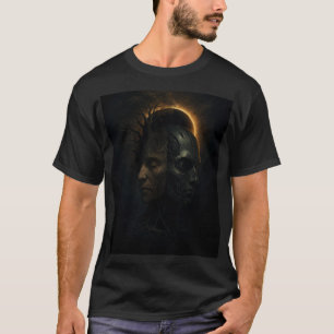 Human & Cyborg Fusion - Sci-Fi Nature Tech Duality T-Shirt