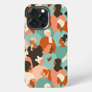 Human Diversity Retro Faces Pattern iPhone 13 Pro Case