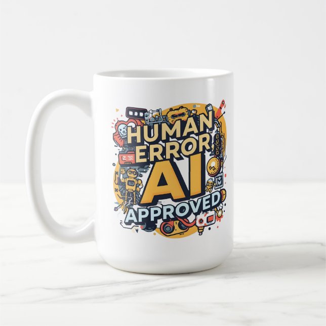 Human Error AI Approved Tech Illustration Coffee Mug (Left)