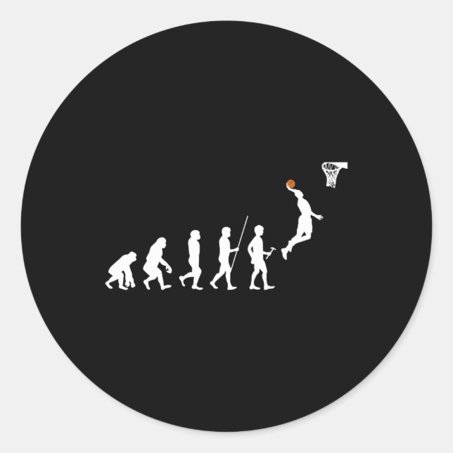 Human Evolution Basketball  Classic Round Sticker (Front)