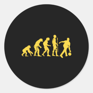 Human Evolution Bowling Funny Bowler Men Women Kid Classic Round Sticker