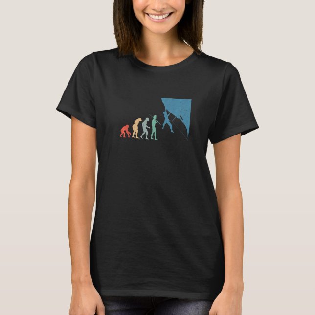 Human Evolution Climbing Bouldering Rock Wall Clim T-Shirt (Front)