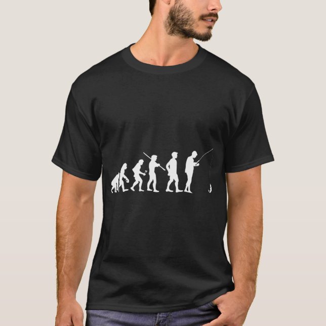 Human Evolution Fishing Fish Fisher T-Shirt (Front)