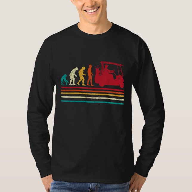 Human Evolution Golf Cart Funny Golfing Golfer Men T-Shirt (Front)
