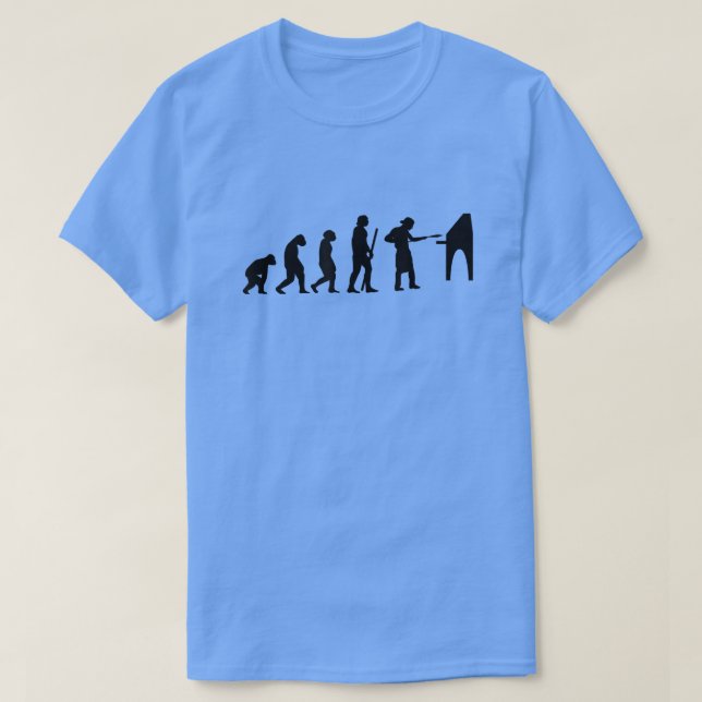 Human Evolution Pizza Delivery Guy Eating Pizza It T-Shirt (Design Front)