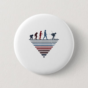 Human Evolution - Player Vintage Skiing _1  6 Cm Round Badge