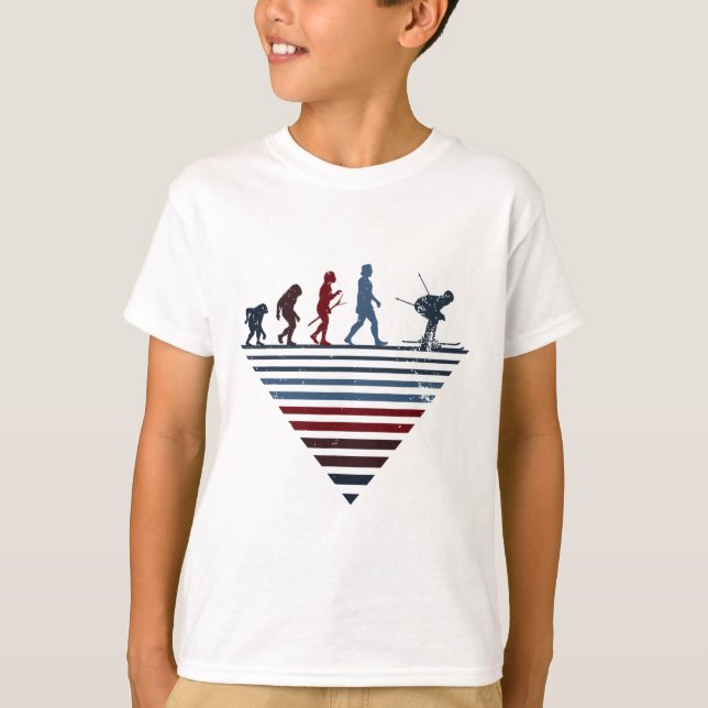 Human Evolution - Player Vintage Skiing  T-Shirt (Front)