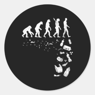 Human Evolution Pollution Cool Earth Day Lover Gif Classic Round Sticker