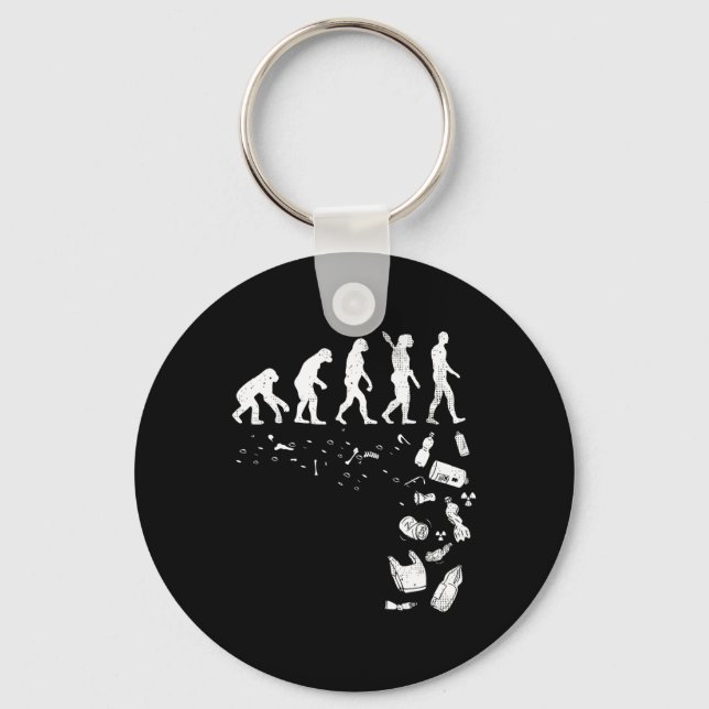 Human Evolution Pollution Cool Earth Day Lover Gif Key Ring (Front)