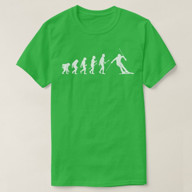 Human Evolution Ski Skiing Skier Winter Sports Sno T-Shirt (Design Front)