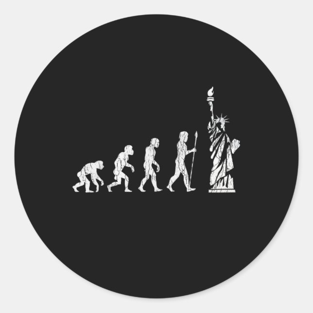 Human Evolution Statue Of Liberty Resist Hate  Classic Round Sticker (Front)