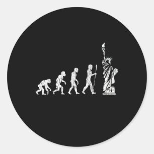 Human Evolution Statue Of Liberty Resist Hate Classic Round Sticker