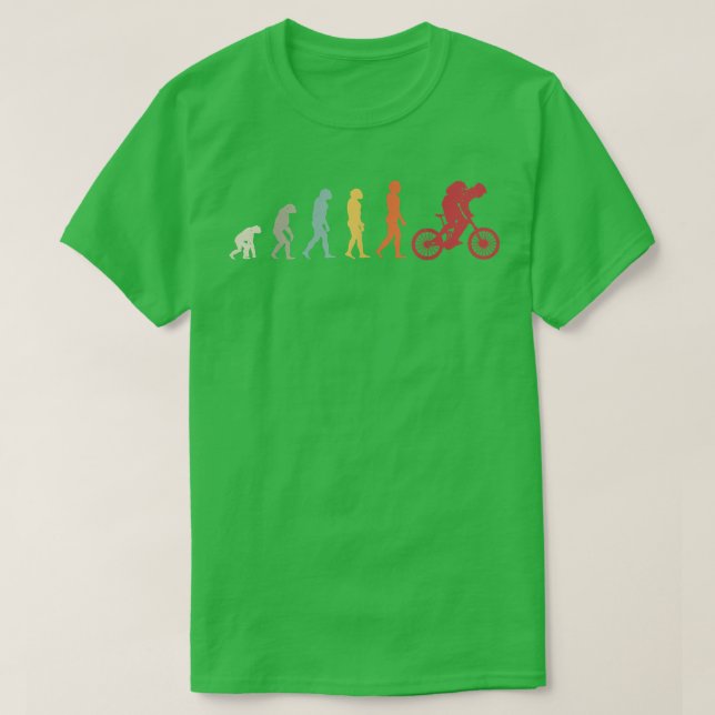 Human Evolution To Mountain Biker - Funny MTB Grap T-Shirt (Design Front)