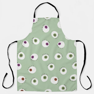 Human eyes Halloween seamless hand drawn cartoon s Apron