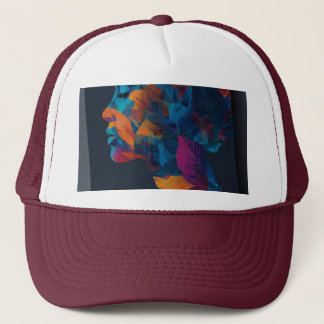 Human face design on  trucker hat