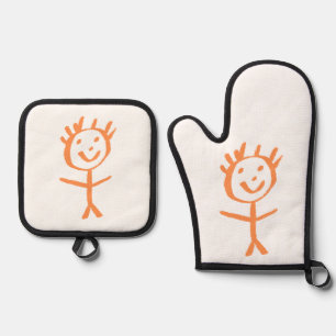 human figurine oven mitt & pot holder set
