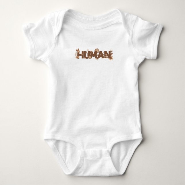Human Flowers Pattern Black History Baby Bodysuit (Front)