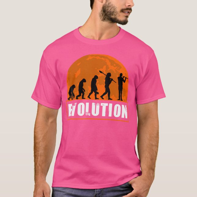 Human Flute Evolution Funny Flute Evolution T-Shirt (Front)