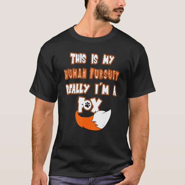 Human Fursuit Cute Furry Fandom Fox T-Shirt (Front)