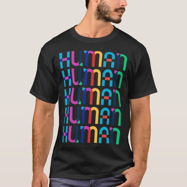 HUMAN Gay Pride Month Transgender Rainbow LGBTQ 2 T-Shirt (Front)