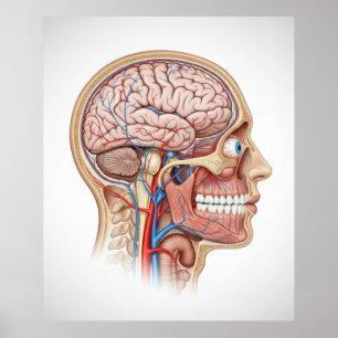 Human Head and Brain Anatomy Science Poster
