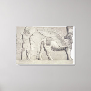 Human-headed Bull and winged figure from a gateway Canvas Print