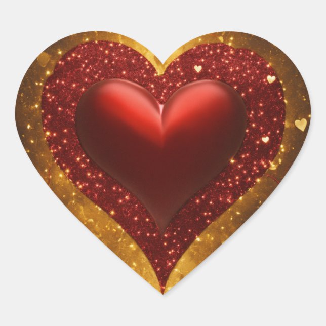 Human heart of gold glitter with red glitter veins heart sticker (Front)