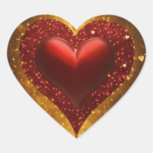 Human heart of gold glitter with red glitter veins sticker