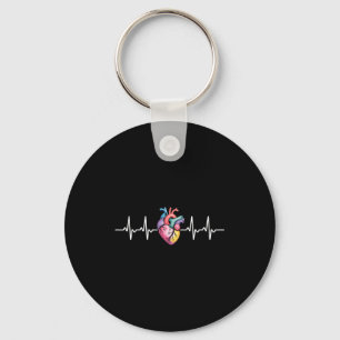 Human Heartbeat Ecg Cardiology Anatomical Medical  Key Ring