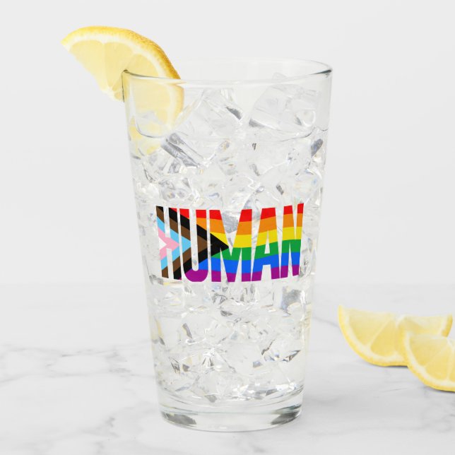 Human Inclusivity Pride Flag Glass (Front Ice)