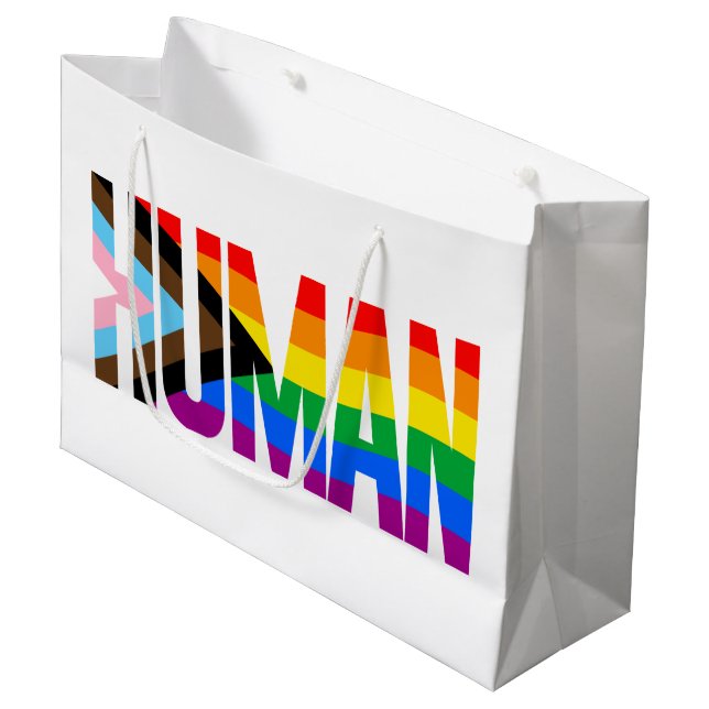 Human Inclusivity Pride Flag Large Gift Bag (Front Angled)
