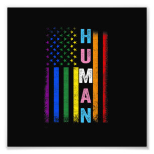 Human LGBT American Flag LGBTQ Rainbow Pride Month Photo Print