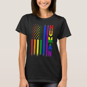 Human Lgbt American Flag Rainbow Flag Gay Pride Mo T-Shirt