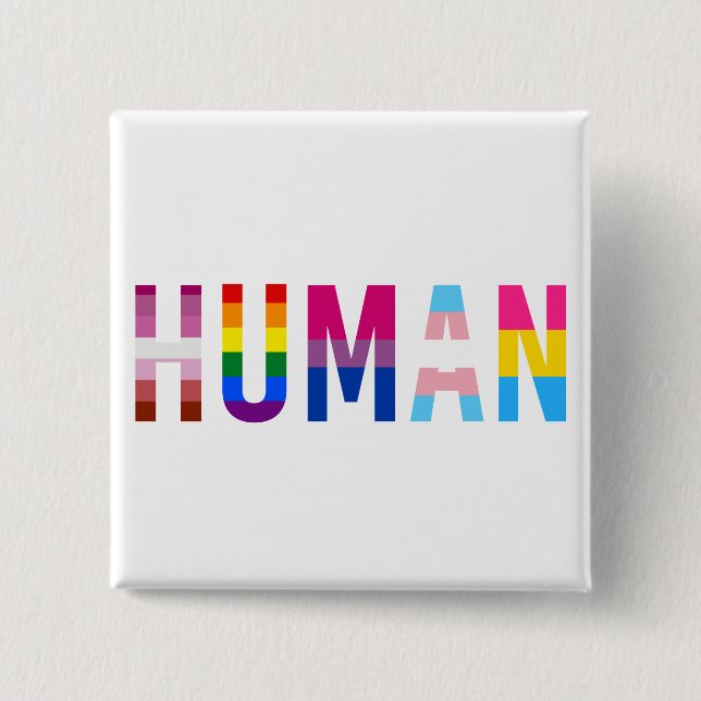 HUMAN LGBT Flag Gay Pride Month Transgender 15 Cm Square Badge (Front)