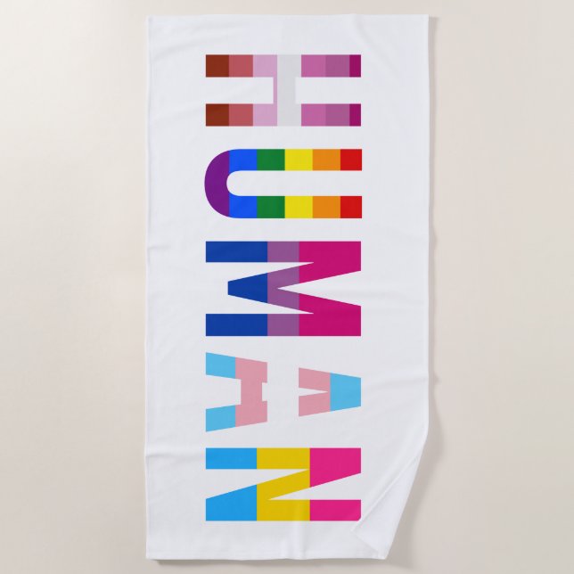HUMAN LGBT Flag Gay Pride Month Transgender Beach Towel (Front)