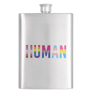 HUMAN LGBT Flag Gay Pride Month Transgender Hip Flask