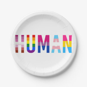HUMAN LGBT Flag Gay Pride Month Transgender Paper Plate