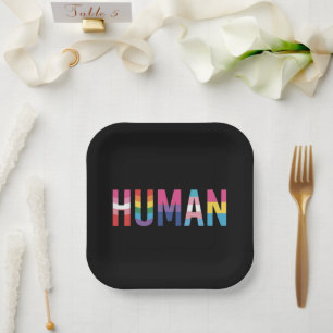 HUMAN LGBT Flag Gay Pride Month Transgender Paper Plate