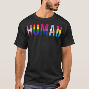 HUMAN LGBT Flag Gay Pride Month Transgender Rainbo T-Shirt