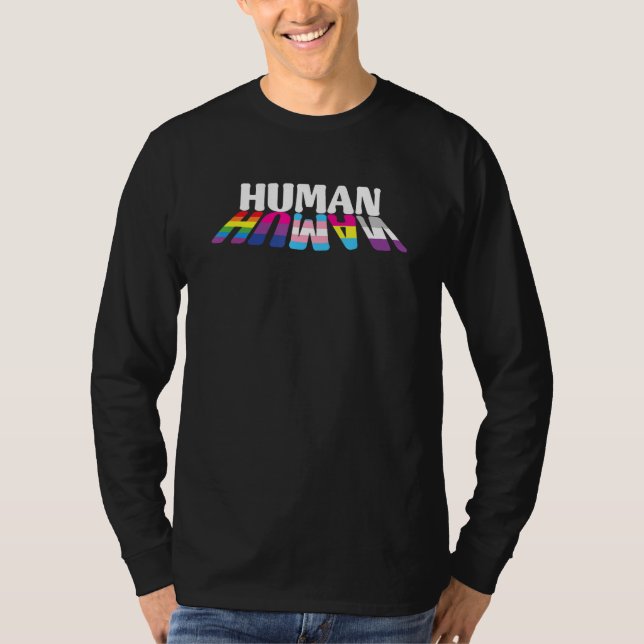 HUMAN LGBT Flag Gay Pride Month Transgender Rainbo T-Shirt (Front)
