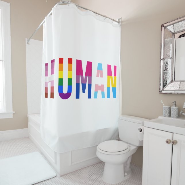 HUMAN LGBT Flag Gay Pride Month Transgender Shower Curtain (In Situ)