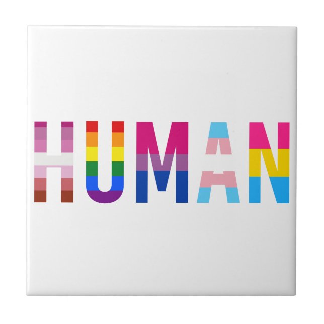 HUMAN LGBT Flag Gay Pride Month Transgender Tile (Front)