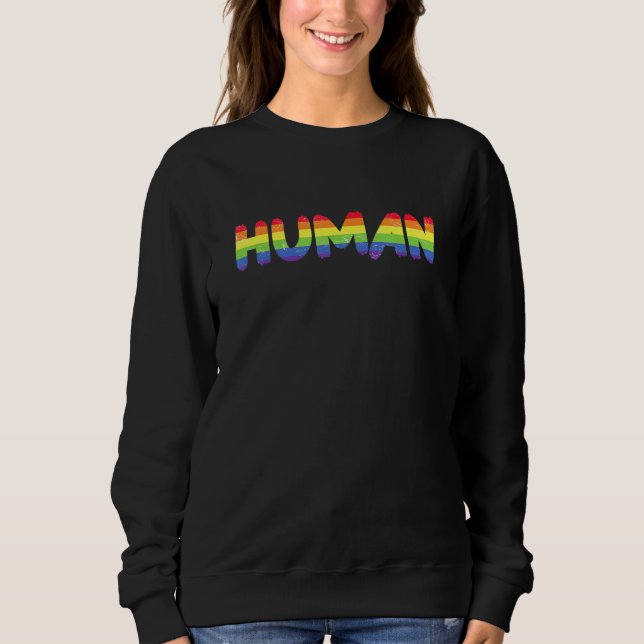Human Lgbt Flag Pride Month Lesbian Pride Apparel  Sweatshirt (Front)