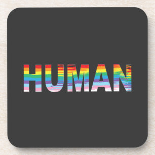 HUMAN LGBTQIA Rainbow Flag, Pride Letter Coaster