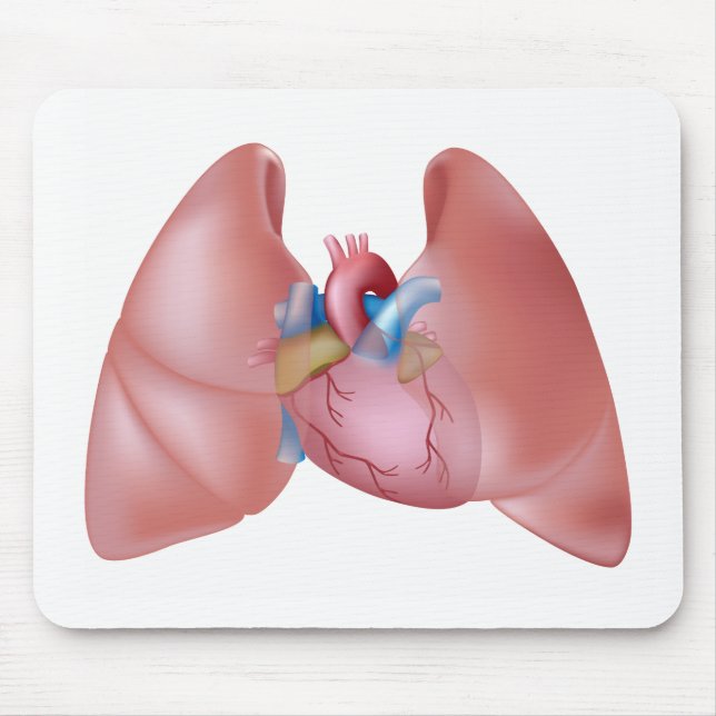Human lungs and heart Mousepad (Front)