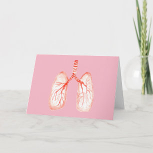 Human lungs in watercolor card
