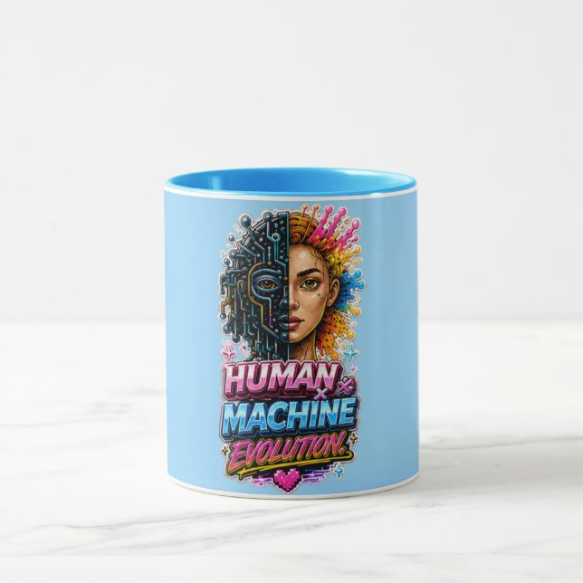 Human Machine Evolution AI Art Mug (Center)