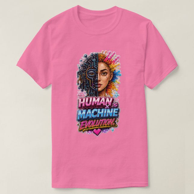 Human Machine Evolution – AI Art   T-Shirt (Design Front)