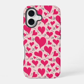 Human made: iPhone case with pink hearts and love
